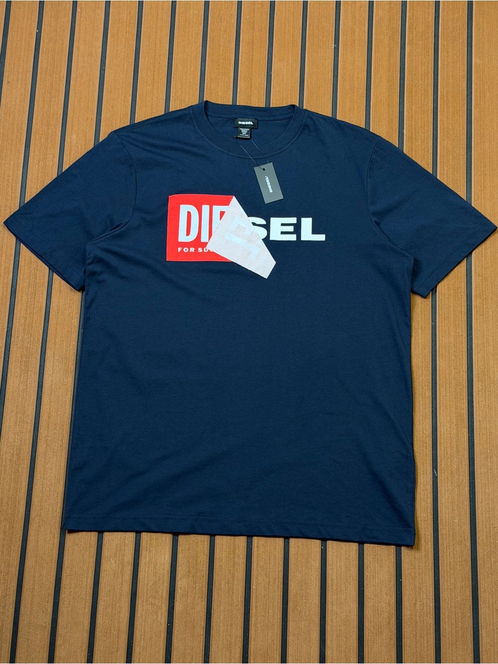 Diesel Logo Short Sleeve T-Shirt Mens Medium Navy Blue Avant Garde Y2K